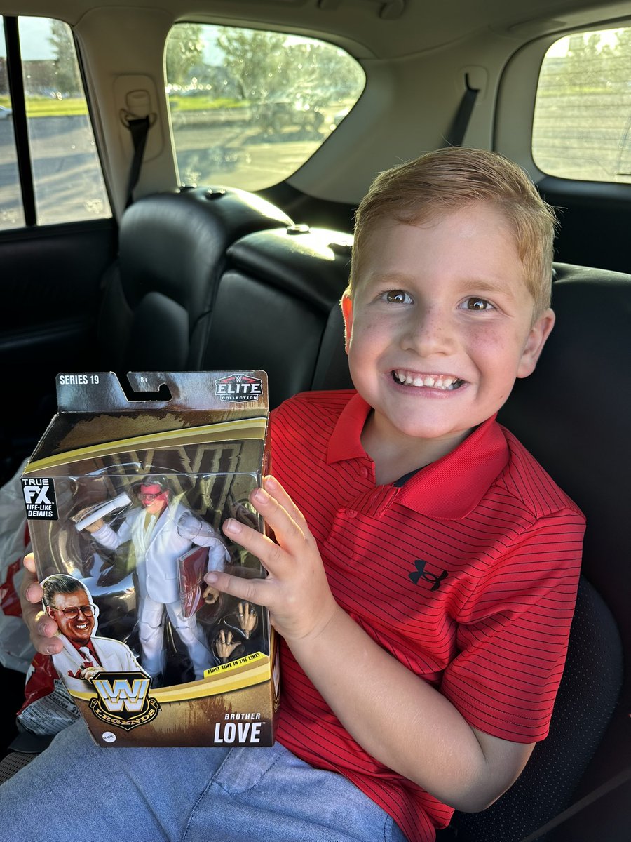 Kade was very happy to get a Brother Love figure. <a href="/bruceprichard/">Bruce Prichard</a> <a href="/PrichardShow/">Something to Wrestle with Bruce Prichard</a> <a href="/WWE/">WWE</a>