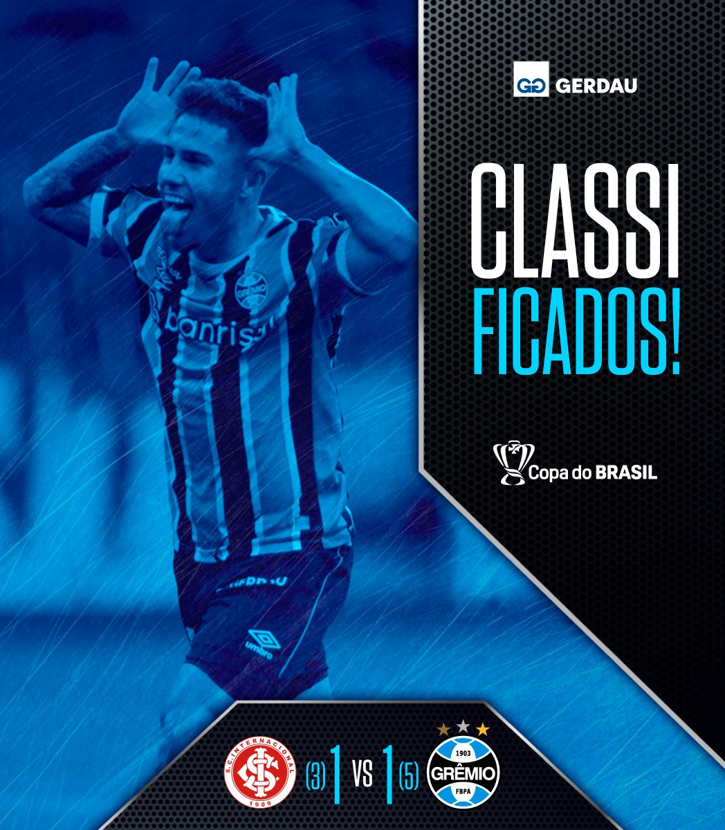 CLASSIFICADOS!
Mais um Grenal com vitória Tricolor, desta vez na #CopaDoBrasilSub20. Em cobrança de pênalti, Rubens fez o gol gremista que nos levou as penalidades. Nas cobranças Cássio pegou um e Pedro Clemente garantiu a vaga! MUITO BEM, GURIZADA!