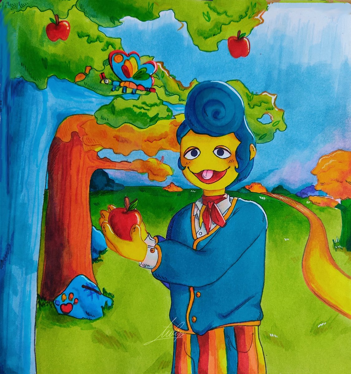 Nancy_art18's tweet photo. 🍎✨A bright red apple for Wally!✨🍎

#WallyDarling #wallydarlingfanart #Wally #WelcomeHomeWally #WelcomeHome #grass #butterfly #Apple #red #Silly #blue #WelcomeHomeArt #welcomehomepuppetshow #marker https://t.co/0biKfAwEoF