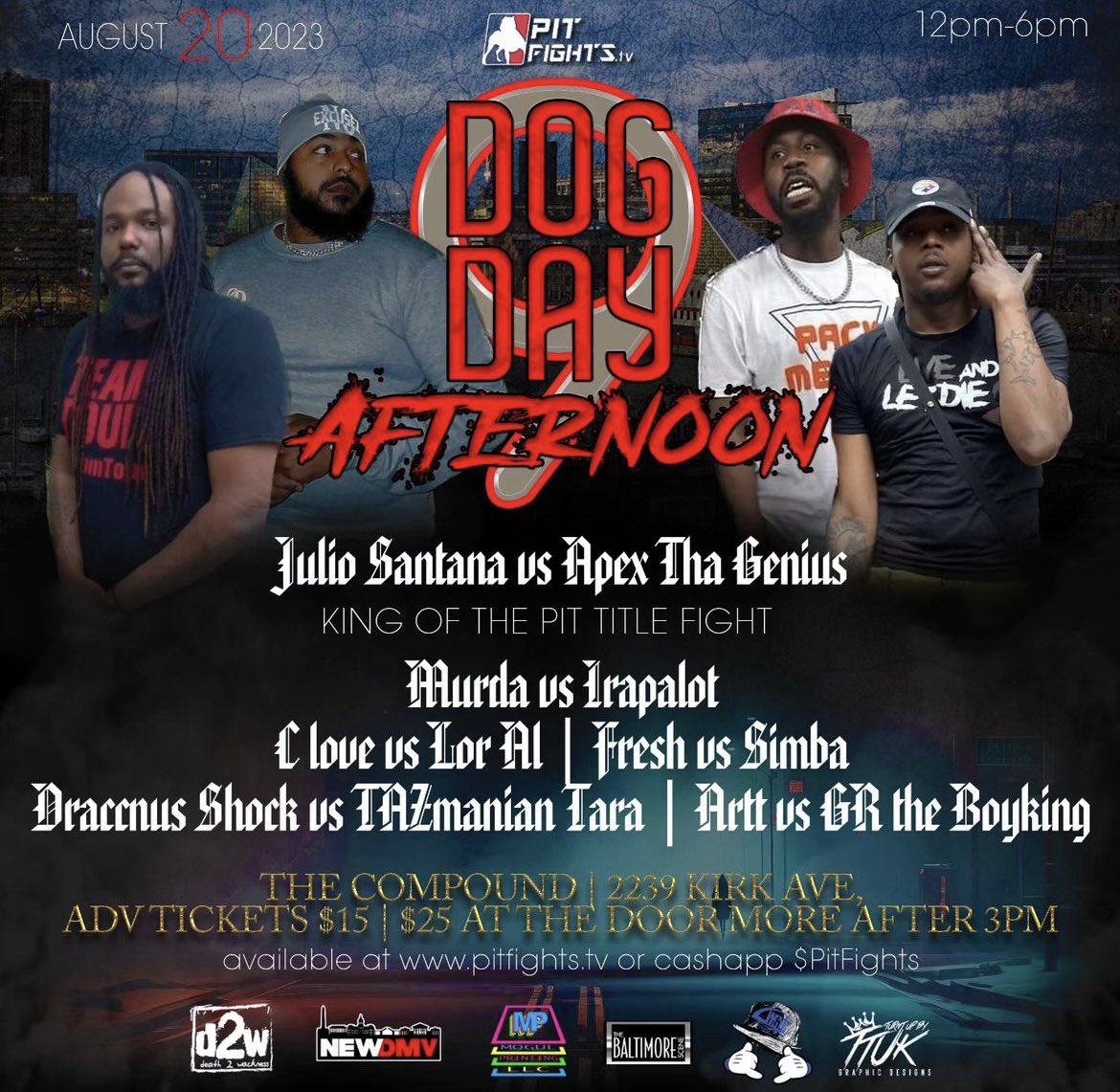 HouseofColors_'s tweet photo. #ThisWeekInBattleRap, @PitFightsBattle presents ‘Dog Day Afternoon 9’ in Baltimore, MD from 12P-6P. Headlined by ‘King of the Pit’ title fight: @JulioJoePesci vs. @apexthagenius. #HouseofColors #PitFightsBattleLeague #BattleRap #HipHop #DogDayAfternoon9 #DDA9 #news @TheHomieCliff https://t.co/qtQDpsw8gQ