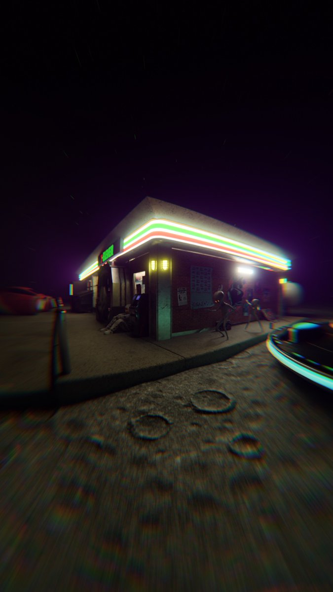KidderWibbit's tweet photo. Y’all want anything from the gas station? Last chance for snacks til we get to earth.

#SURREALISM #blender3d #3Dartist https://t.co/qGoJmkYsZ8