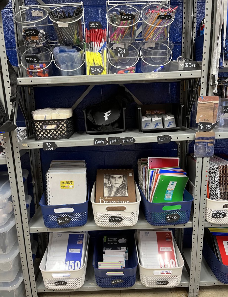 BookstoreFhs's tweet photo. It’s our favorite season of the year-BACK TO SCHOOL SEASON‼️ Off the Shelf has you covered from sugar free gum &amp; mints to school supplies to chapstick &amp; charging cords. Also, beginning 10th period until 3:20 we can sell healthy snacks &amp; drinks. We only accept CASH‼️#CashIsKing https://t.co/QXfWRl5J4V