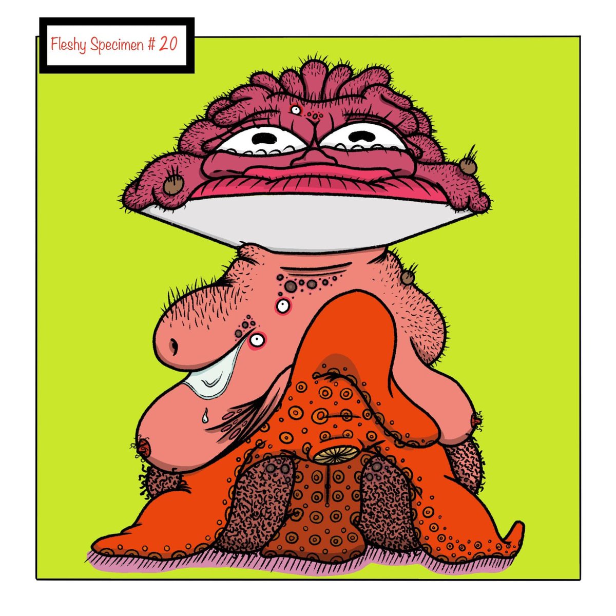 fleshiesworld's tweet photo. Fleshie specimen 20 is clear evidence of some sort of cross species experimentation. Even if you made the argument that this is a natural form of evolution, that doesn’t explain the cone of shame that has been forced upon this creature. https://t.co/ZYySIdcEyb