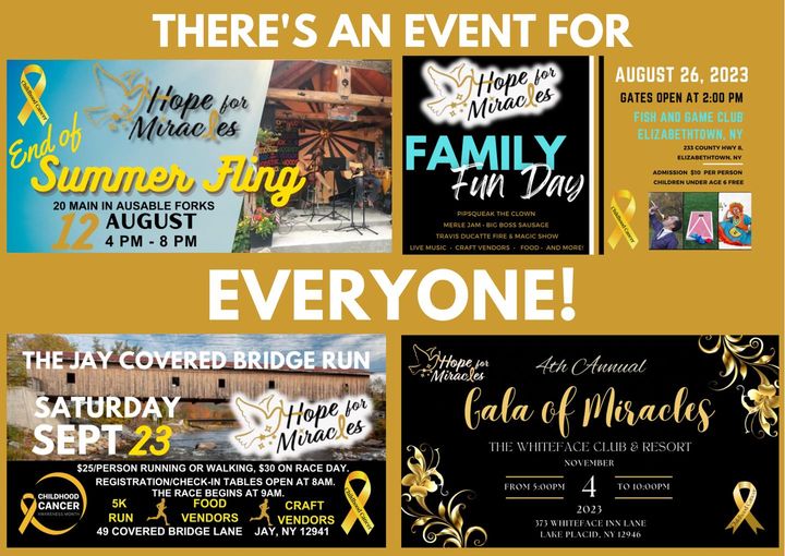 There is an event for everyone…
#neuroblastomawarrior #neuroblastoma #childhoodcancerresearch #NorthCountry #northcounty #adirondacks #whitefaceregion #childhoodcanceradvocate💛🎗 #familyiseverything #childhoodcancerwarrior🎗 #childhoodcancerawareness #mywarrior #galaofmiracles