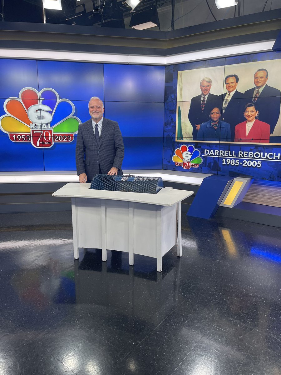 Back on TV (one-day exclusive engagement) Wednesday at 6:30 p.m., co-hosting the 70th anniversary special for <a href="/ktalnbc6/">KTAL</a>. I’ll also be on @KMSSTV with Susan Kirton at 8 a.m. to help celebrate. Lots of cameos from broadcasters across 70 years of local TV.