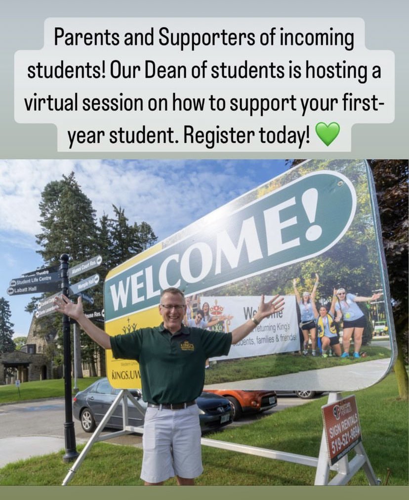 We have our Parent &amp; Supporter Session to provide a range tips/info to help students <a href="/KingsAtWestern/">King's at Western</a> August 22nd at 7pm. Registration details: kings.uwo.ca/about-kings/vi…