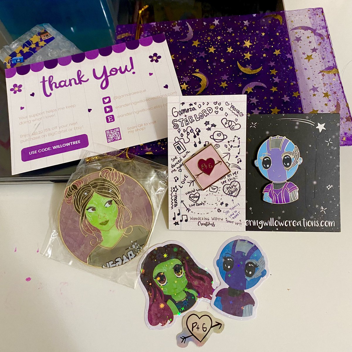 untouchaabletv's tweet photo. SO EXCITED TO ADD THESE PINS (and STICKERS!!!) TO MY GOTG COLLECTIONNNN ✨ TY @gamoraesque ☺️☺️🫶🏼🫶🏼🫶🏼 https://t.co/puaNckdh1P