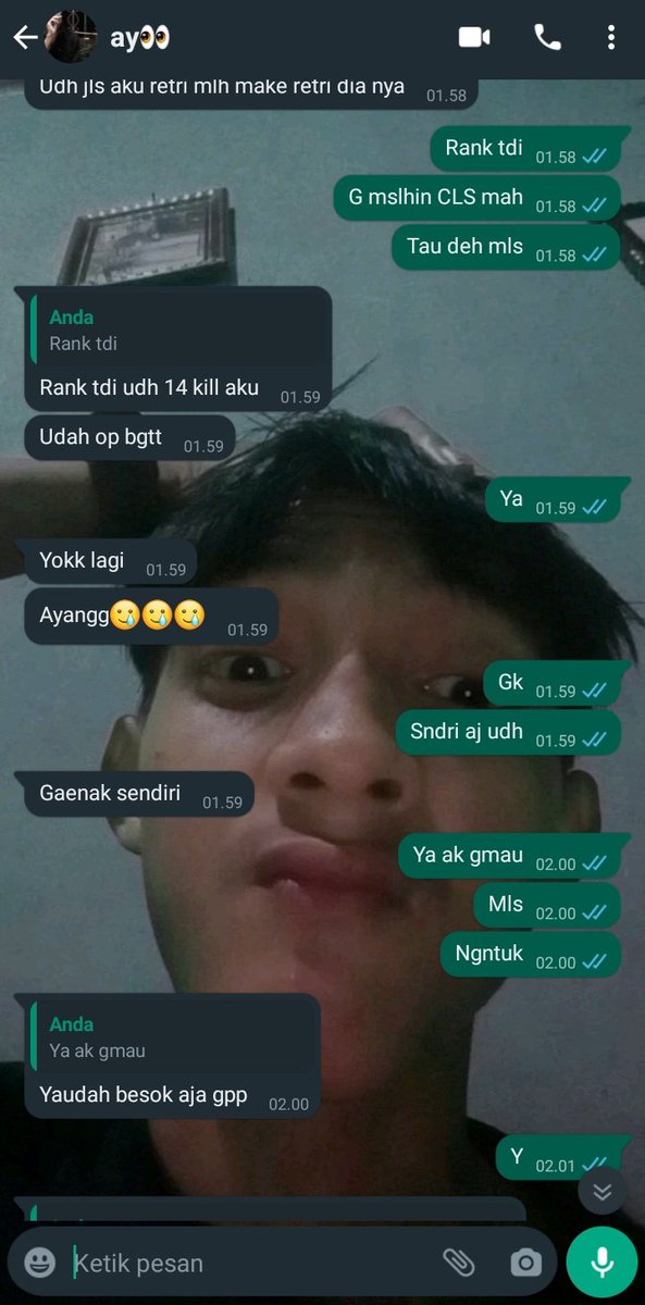Maap y cayang tdi malem aing badmood bngt di tambah turun bintang, moonton emg anjink bkin gua mrh aja ma cowo gua ckck.
