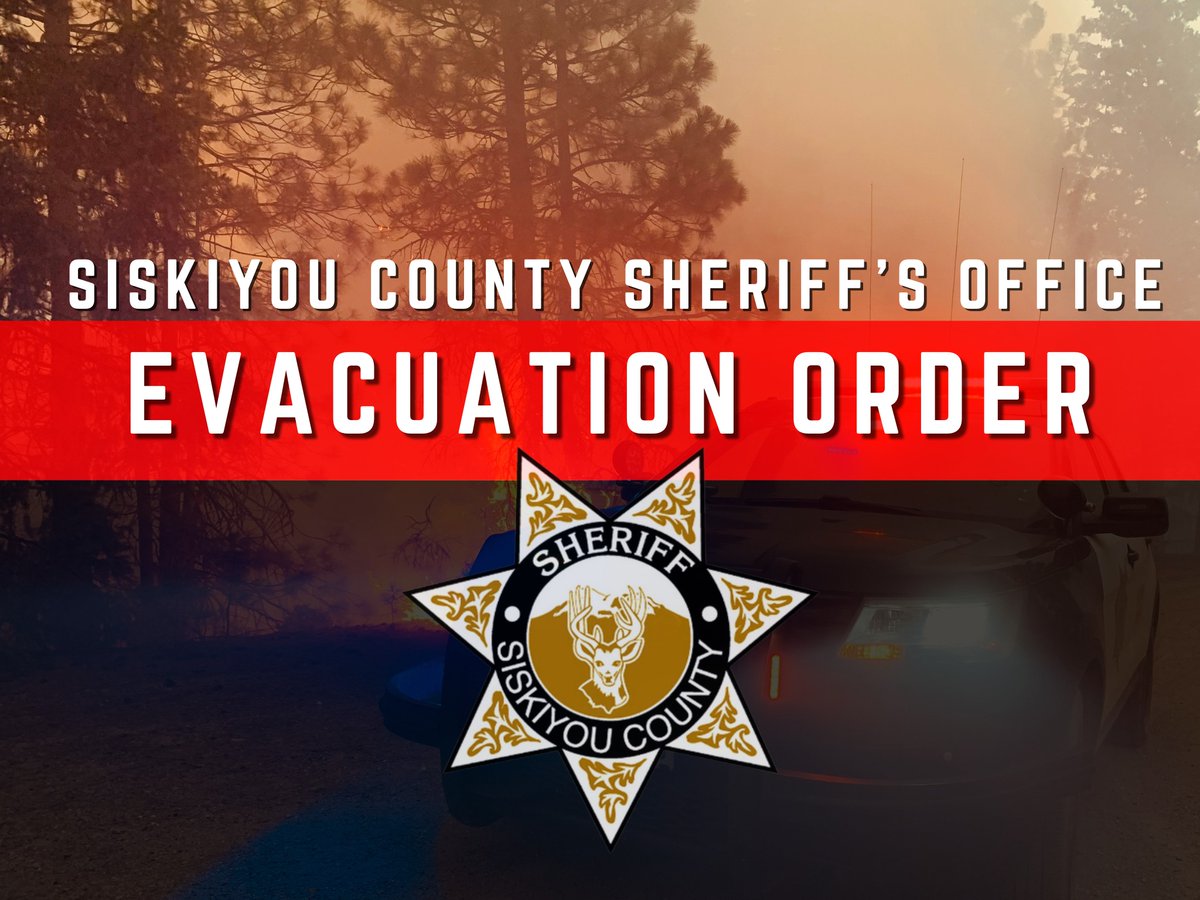 SiskiyouSheriff's tweet image. 🚨HEAD FIRE EVACUATION ORDER🚨 
Due to fire activity on the #HeadFire, the Siskiyou County Sheriff’s Office is issuing an upgrade to EVACUATION ORDER for the following zone(s):
- 𝗭𝗼𝗻𝗲 𝗦𝗜𝗦-1236 
- 𝗭𝗼𝗻𝗲 𝗦𝗜𝗦-1120 
- 𝗭𝗼𝗻𝗲 𝗦𝗜𝗦-1117 
- 𝗭𝗼𝗻𝗲 𝗦𝗜𝗦-1007