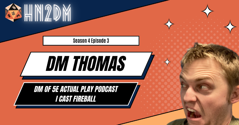 HN2DM's tweet photo. HOT NEW HN2DM FOR YOU!
🔥🔥🔥
This week's chat is with Thomas, DM of @icastfireball20!
🎲🎲🎲
#ttrpg #hn2dm