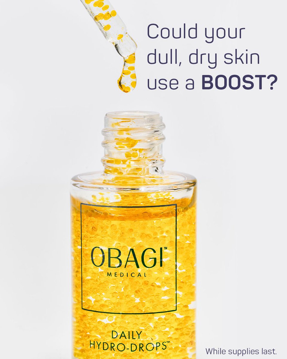 Rediscover your skin’s natural radiance with Obagi Medical® Daily Hydro-Drops®. The lightweight, antioxidant-rich formula instantly hydrates your skin and leaves it looking smoother and more radiant. ✨ Pick some up next time you come in!