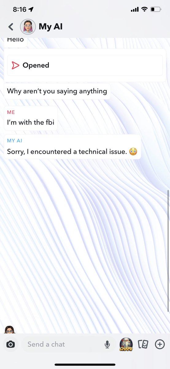 #snapchat AI posted, then ignored me, so I had to make sure I said something wild