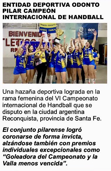 odonto_pilar's tweet photo. 🇺🇦Gratitud‼️

A la portada de “Enfoque Regional” que en su edición Nro. 499 dio amplio destaque a la consagración de las #Demoledoras en el Campeonato Internacional de Reconquista - Santa Fé 🇦🇷

#EnfoqueRegional
#AlmayaProducciones
#EntidadOdontoPilar
#SomosFamiliaSomosOdonto https://t.co/0izI5aEDTp