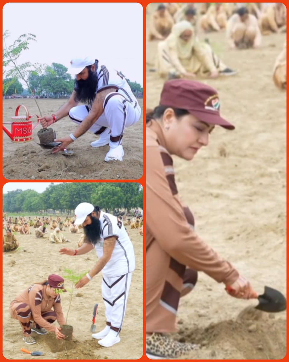 iNavjot_insan's tweet photo. Here r some #MSGBhandaraGlimpses in which 2 new welfare works have started 
Saint Gurmeet Ram Rahim Ji for the conservation of nature. RooH Dd nd DSS devotees took participate in Mega Tree plantation Drives, hoisted national flag. https://t.co/LYUAhL2J7h
