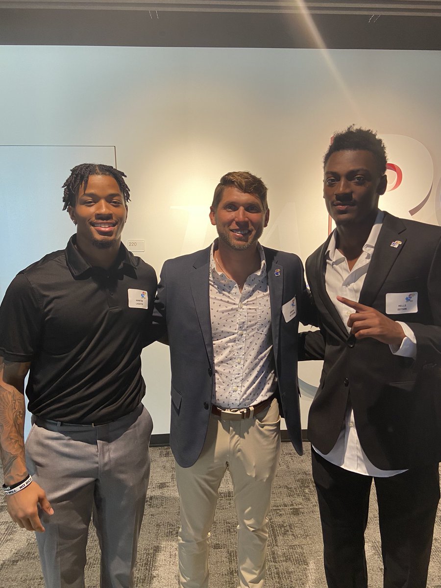 Enjoyed attending the presentation of the Gateway District and renovations to the new David Booth Memorial Stadium today! Had great company with 2 phenomenal young men‼️ 2 of the best representing <a href="/KU_Football/">Kansas Football</a> with <a href="/MelloDotson/">Mello Dotson</a> <a href="/KwintonL/">Kwinton Lassiter</a>  🔵🔴 #RCJH