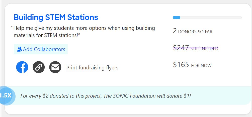 mrsbeachIT's tweet photo. @DonorsChoose Would love to change this picture to a 🚀 today!  Let's make the most of this surprise match day! Thanks to @sonicdrivein  #teachertwitter @DonorsChoose 
https://t.co/3fI9smNWBr https://t.co/Y95Wcs2K86