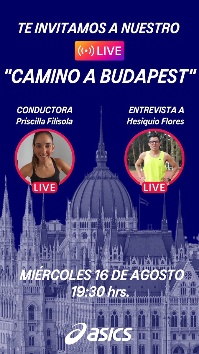 No te pierdas nuestro LIVE  "Camino a Budapest” 16 de Agosto 19:30 hrs.