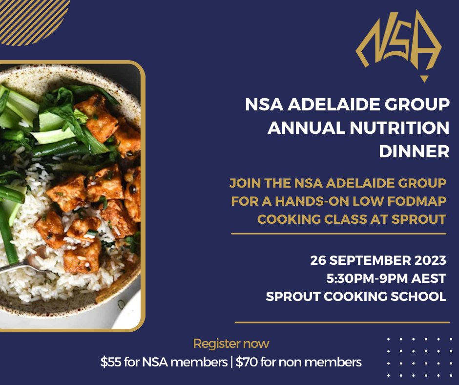 nutsocaus's tweet photo. Join the NSA Adelaide group for a hands-on low FODMAP cooking class at @sproutadl

See how easy (and delicious) Low FODMAP cooking can be!

26th Sept
5:30-9PM
Sprout Cooking School

Registrations close 5th Sept
Register: https://t.co/WqorF4dIP6 https://t.co/iipQ3YqPPs
