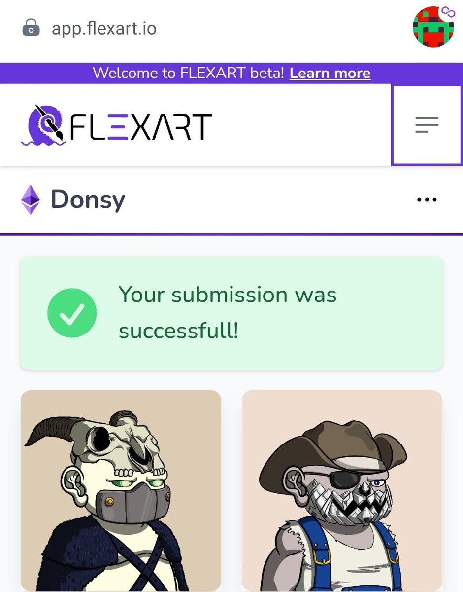 Primeval_One's tweet photo. Submitted my 2 @DonsyNFT for the contest on @flexart7.
Still a litte more than 5 days to the Registration phase. Then, we can vote for our favorite Donsy.
You're still early, still time to register yours, half of the spots have been claimed
#LLFLEX #DONSY #LWYS https://t.co/y7pXqMKCsQ