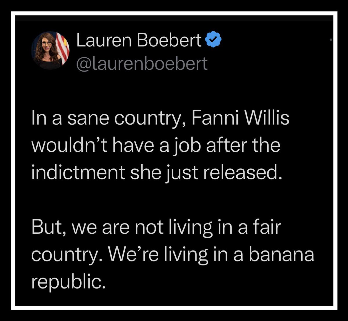 Oh, honey. You're not qualified to give legal advice. You're not even qualified to define sanity. You're qualified to discuss one thing only: How to be a national embarrassment. True, we're not living in a fair country. That's because terrors like you get into power to