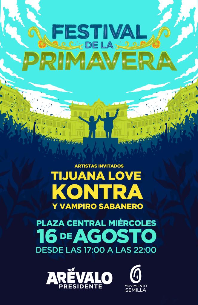 BArevalodeLeon's tweet photo. ¿A quiénes vemos en el Festival de la Primavera? Es una fiesta para toda la familia, amigas, amigos o parejas. 

La cita es mañana, 16 de agosto, en la Plaza de la Constitución a partir de las 5:00pm.  🌱

#ArévaloPresidente #FestivalDeLaPrimavera https://t.co/oMfJDQ0R9D