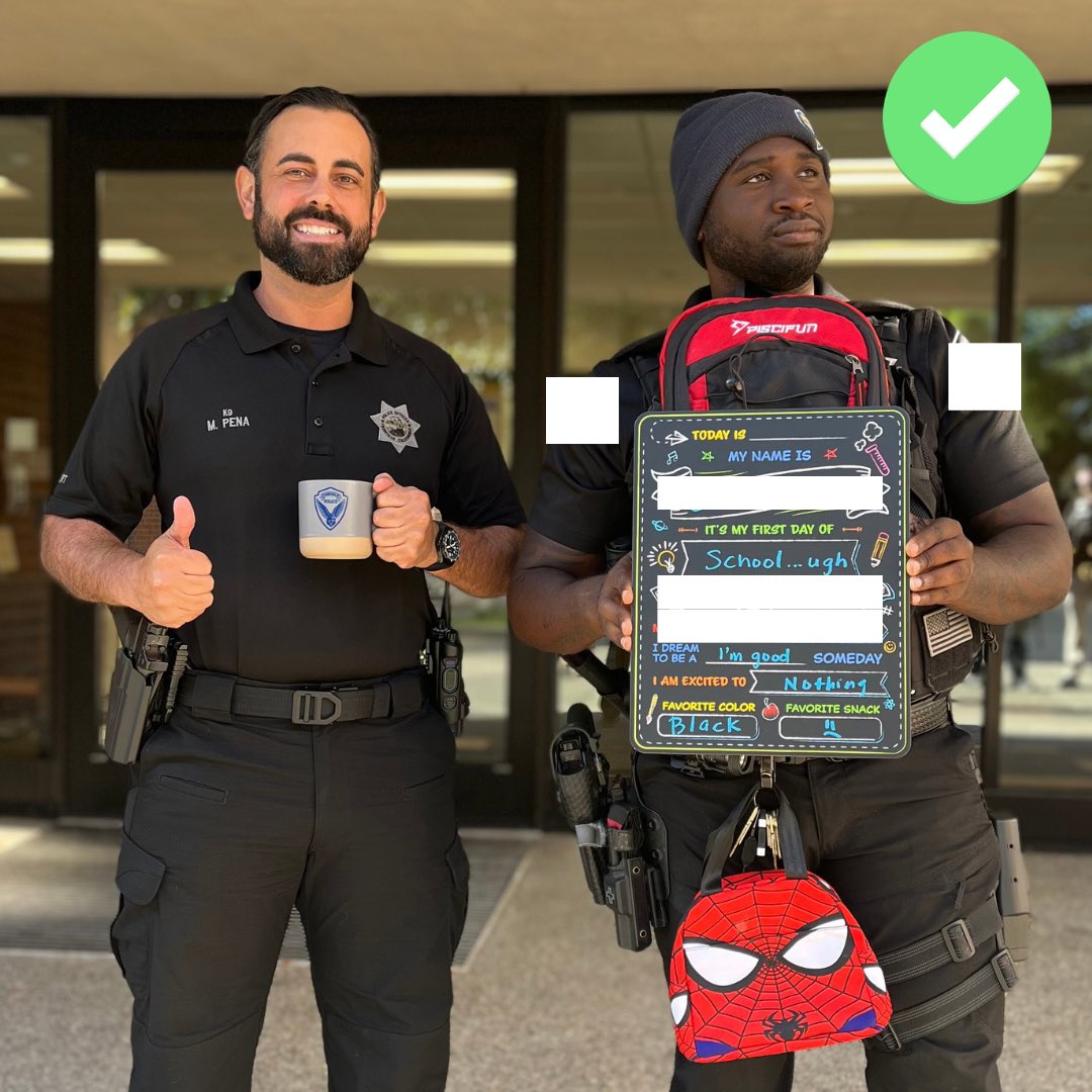 FairfieldPolice's tweet photo. Our SROs are ready for the first day of school! Are you? Here are some safety tips for those morning “back to school” photos: https://t.co/ZgTmYu45K7 #backtoschool #fpd #ffpd #FirstDayOfSchool https://t.co/8xk8ILuKcO