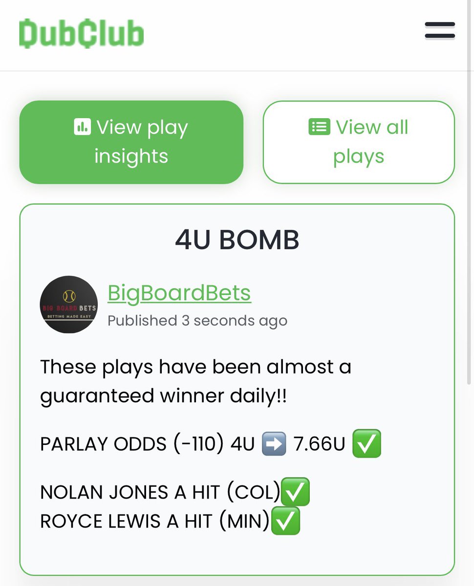 SGP_Vick's tweet image. 4U BOMB CASH IT ✅✅✅✅

We have over $3,000 in winning bets tonight!!!

I told y’all if I have a bad day I will make up for it 10 FOLD ✌️

Hope my Dubclub cashed big with me!

#GamblingTwitter #2easy