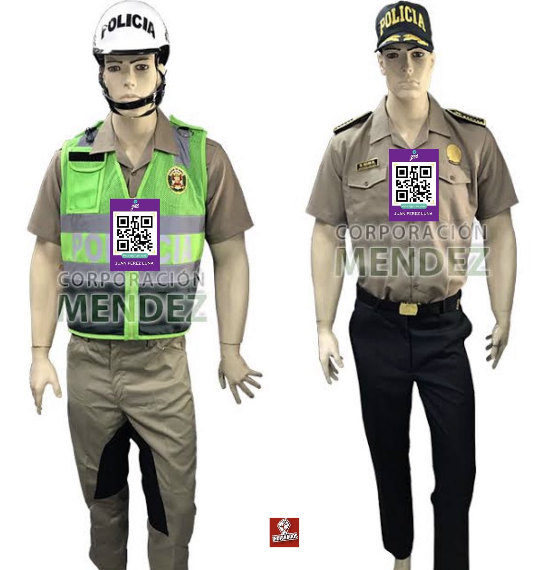 Indignados_P's tweet photo. Nuevo uniforme de policía incluye código QR de Yape. https://t.co/CyxZ8sQvgW