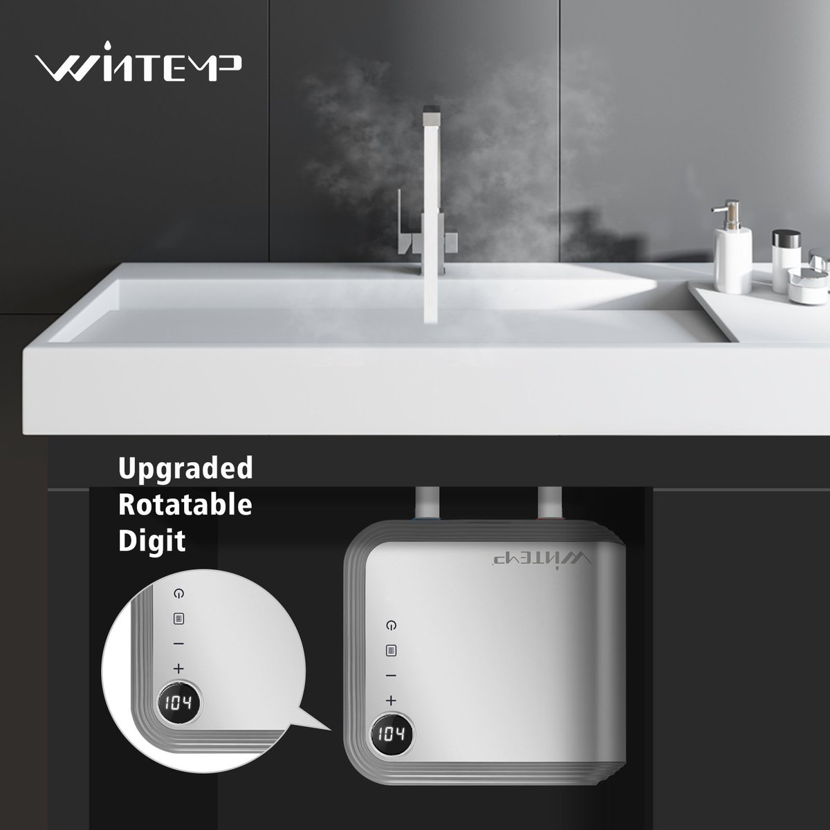 WintempChina's tweet photo. Flip it, mount it, WINTEMP tankless water heaters got you covered!  🙃💧Our LED temp display stays right-side up, even when your installation is upside-down! No more neck-craning needed. 
#WINTEMP #WaterIsLife #HotWater #bathroomdesign #bathroomstyle #bathroomideas #InstantHeater https://t.co/0dLXaKKqTy
