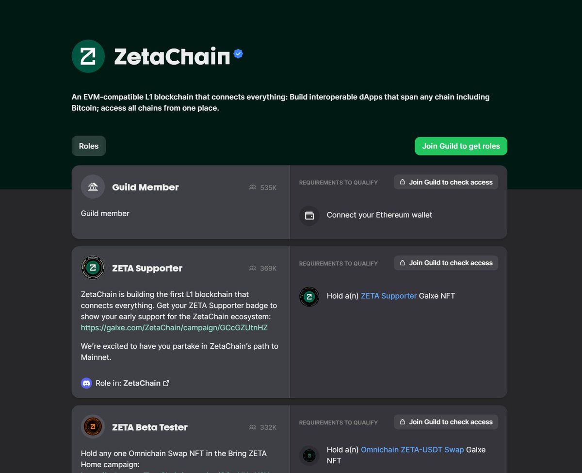apriliarimba's tweet photo. @zetachain @binance @coinbase @Galxe 10/ Finish quests

On @guildxyz, we can earn NFTs and roles in Discord.

• Visit: https://t.co/4DsUbaTuzt
• For swaps in different networks
• Supporting the project on Twitter
• Swaps on partner sites. https://t.co/EV6bbjmwQt