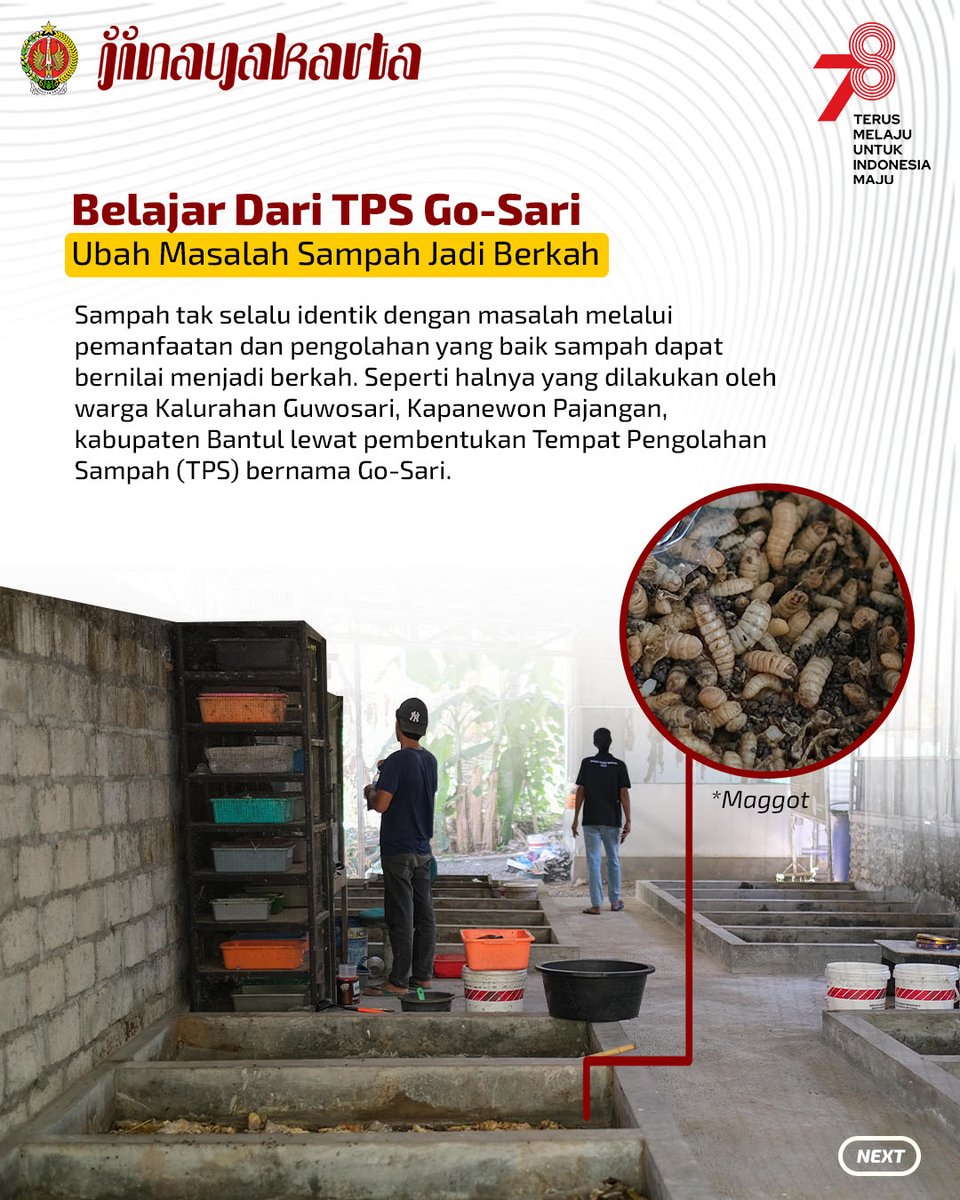 humas_jogja's tweet photo. Melalui pemanfaatan dan pengolahan yang baik sampah dapat bernilai menjadi berkah. Seperti halnya yang dilakukan oleh warga Kalurahan Guwosari, Kapanewon Pajangan, kabupaten Bantul lewat pembentukan Tempat Pengolahan Sampah (TPS) bernama Go-Sari. #GoSari #Guwosari https://t.co/NKdhQ672KA