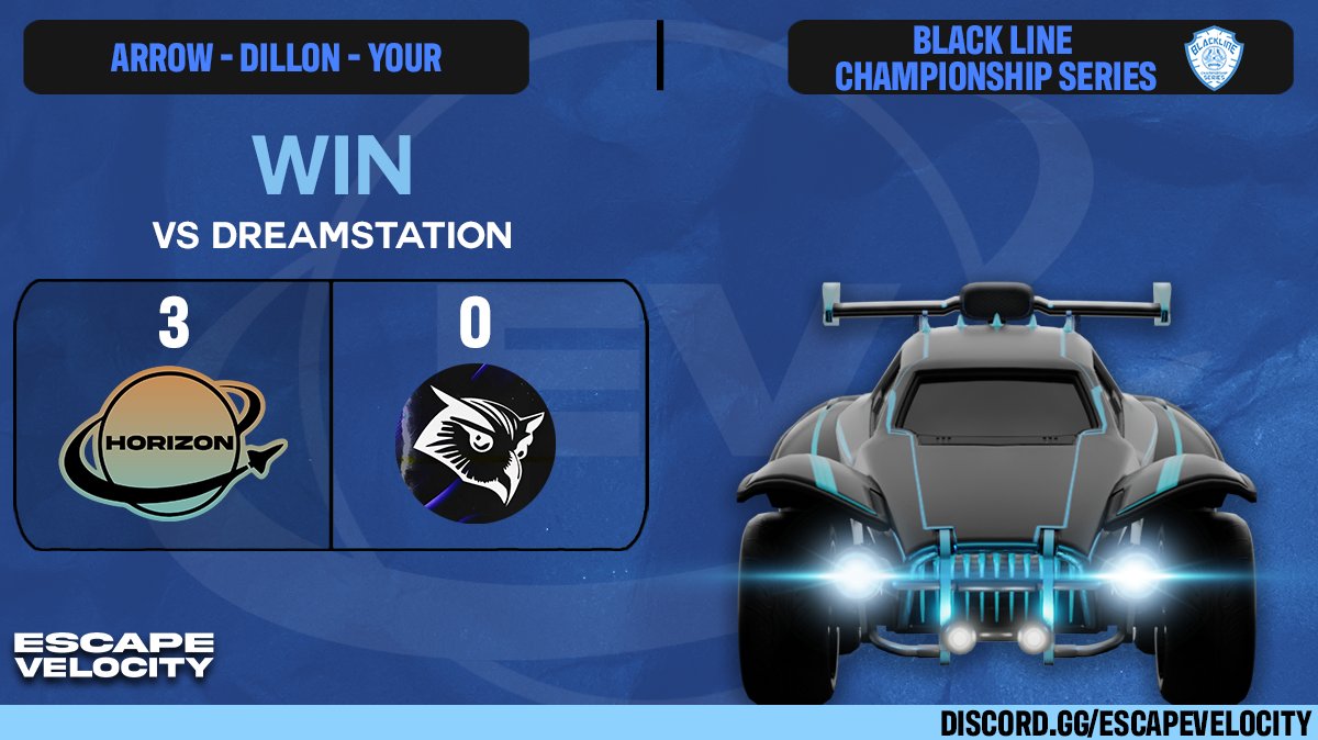 Escape Velocity Esports (@escvelocitygg) on Twitter photo EV Horizon keeps their undefeated streak with a shutout against <a href="/DreamstationGG/">Dreamstation</a> in <a href="/BlackLineCS/">Black Line Championship Series</a> - ggs!!
๐@Dillorium <a href="/ItzArrowRL/">Arrow</a> Your๐ EV Horizon keeps their undefeated streak with a shutout against <a href="/DreamstationGG/">Dreamstation</a> in <a href="/BlackLineCS/">Black Line Championship Series</a> - ggs!!
๐@Dillorium <a href="/ItzArrowRL/">Arrow</a> Your๐