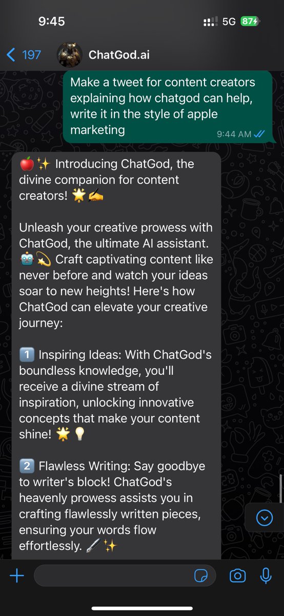 🍎✨ Introducing ChatGod.ai, the divine companion for content creators! 🌟✍️

Unleash your creative prowess with ChatGod, the ultimate AI assistant. 🤖💫 Craft captivating content like never before and watch your ideas soar to new heights! Here's how ChatGod can