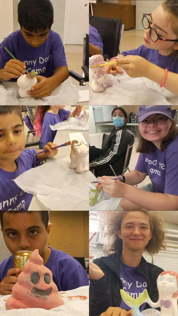 Just some happy #SunnyDaysCamp Campers/artists working hard on their crock a doodle pieces! Stay tuned next week for the final results!