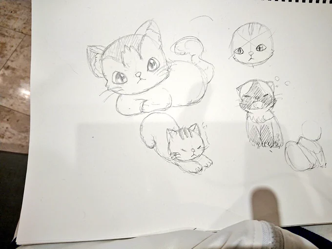 猫ちゃん描いてる 