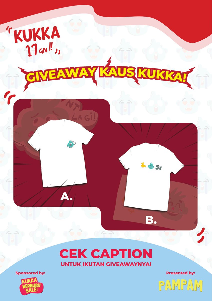 Giveaway Kaus Kukka ❗️
Khusus untuk follower <a href="/berburusales/">BerburuSale - Base Diskon Kukka</a> <a href="/discountfess/">/DF - Base Discountfess</a> 

🔥 Menangkan total 20 kaus Kukka untuk 20 pemenang!

✨ Retweet Postingan ini
✨ Reply Design yang kalian inginkan beserta ukurannya (A. Size M)
✨ Join official channel Kukka
t.me/KukkaTheSalesS…