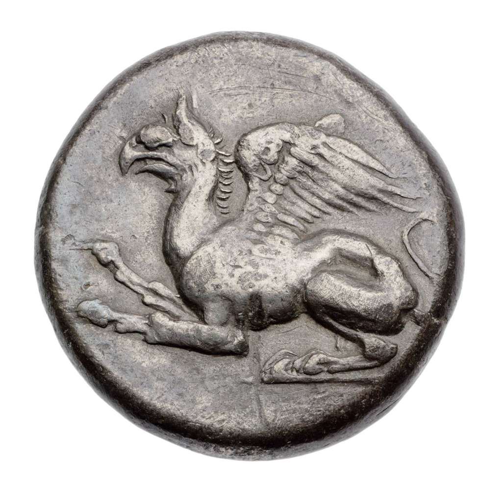 Tetradrachm of Abdera with leaping #griffin, struck under Anaxipolis. Period: Greek - Classical Period
c. 439/437–411/410 B.C. Collection: MFA Boston.