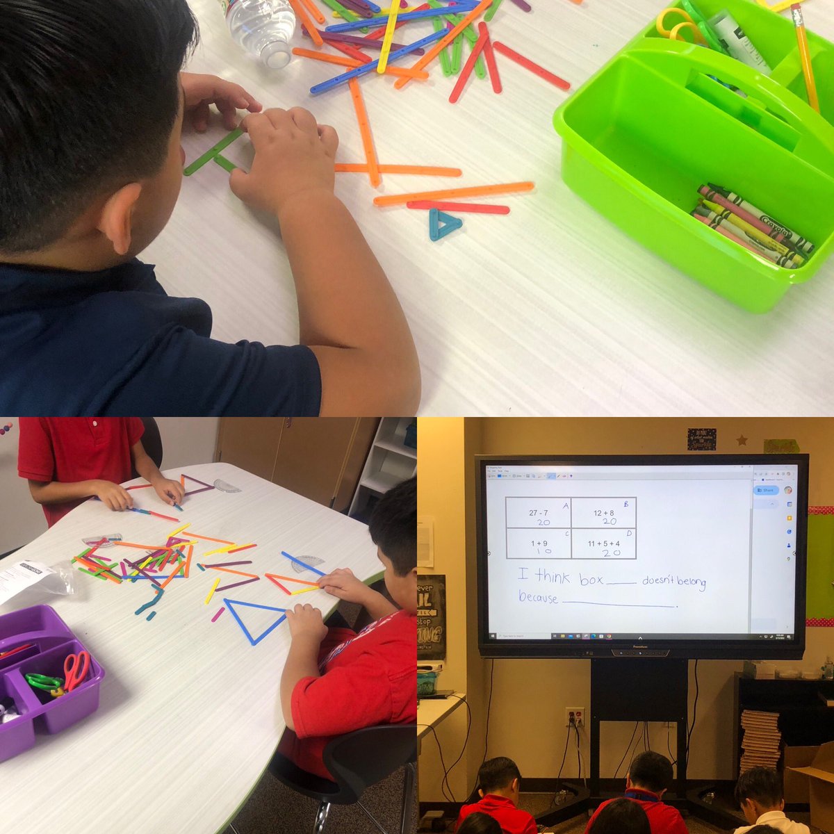 MrsparrishA's tweet photo. We started our first units of the year in math and science this week. They worked together to create science safety posters today. In math, we’ve been focusing on triangles and quadrilaterals this week. We’re off to a great start in 3rd Grade! @chamberlinabe @TigerNetwork https://t.co/EQuaykZqtA