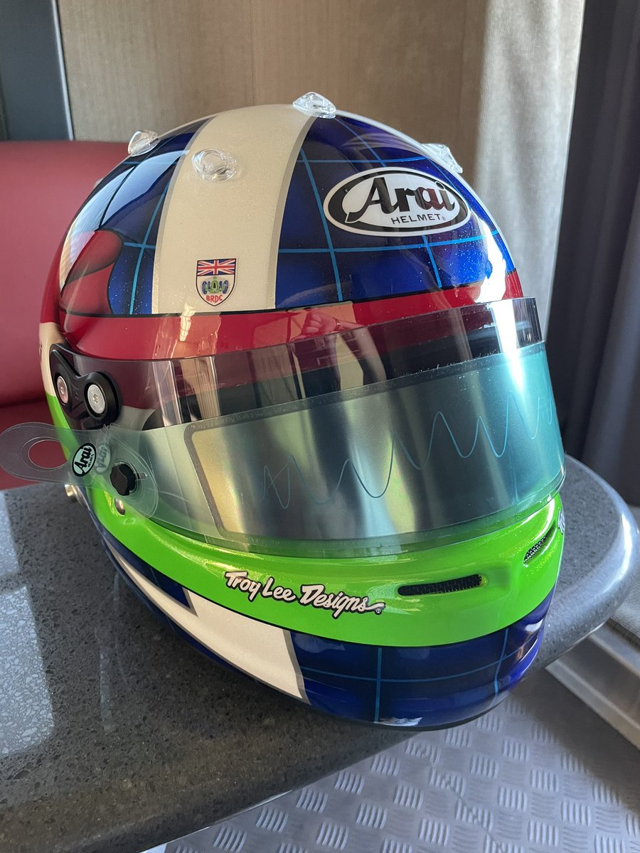 New lid for this weekends Monterey Reunion in the Brabham BT44. Thanks @AraiAmericas and @TroyLeeDesigns for nailing the details as usual! ❤️ #BrabhamBT44 #CarlosReutemann #GregMoore #ColinMcRae