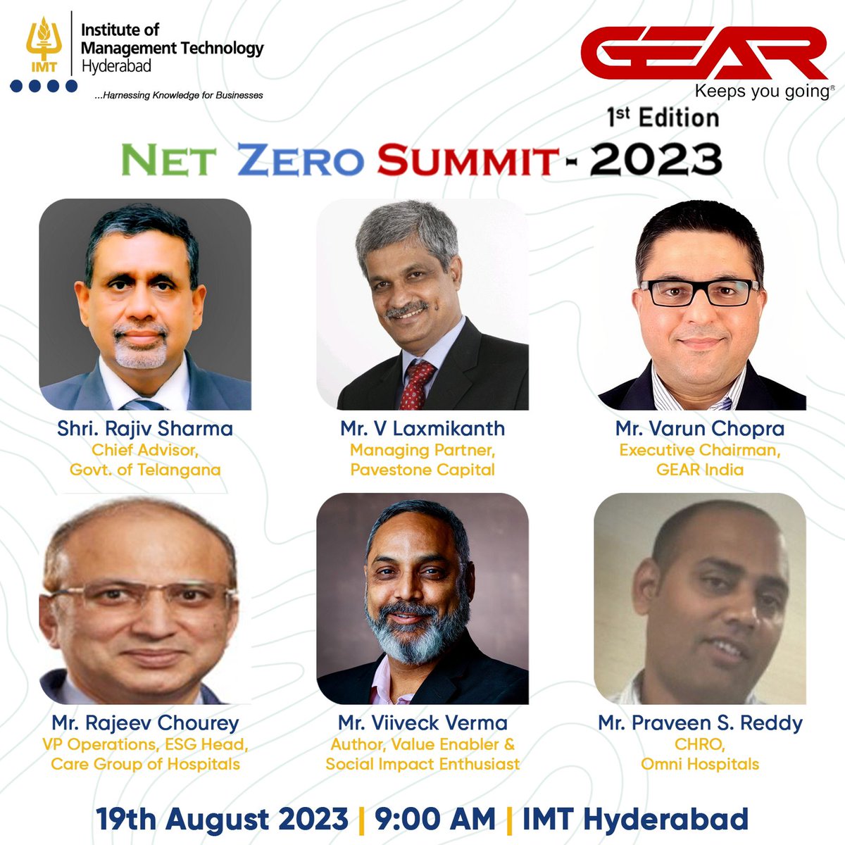 imthyd's tweet photo. We are thrilled to announce the finalization of an exceptional lineup of speakers for the Net Zero Summit.
Join us at the inaugural Net Zero Summit, held on August 19th at #IMTHyderabad, in collaboration with GEAR India.
#imth #GEAR #collaboration #sustainability #NETZERO https://t.co/9nado4fDd0