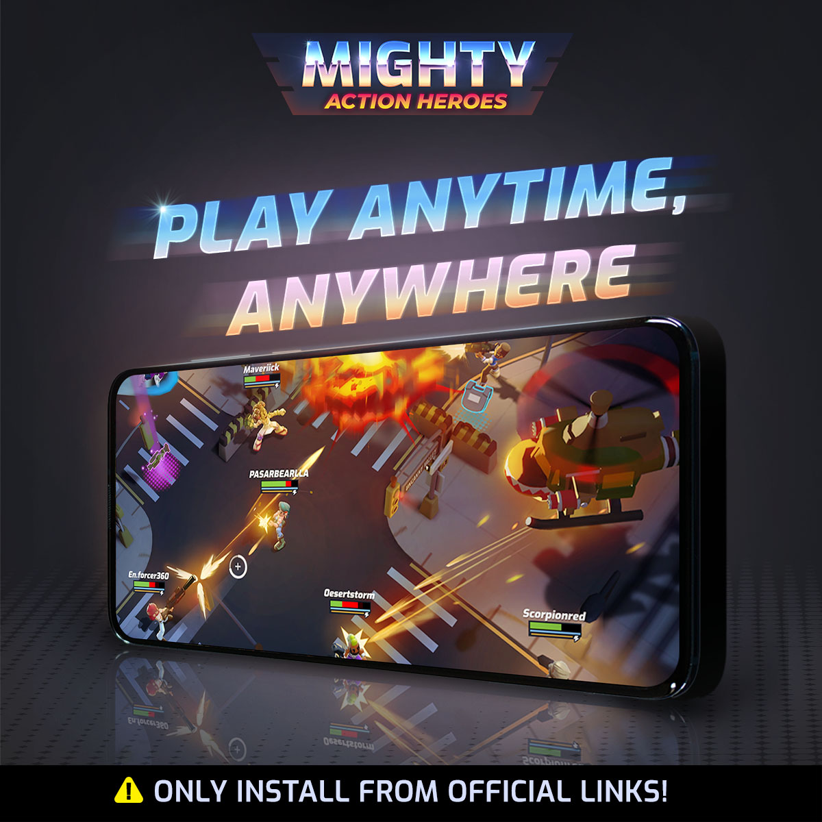 🚨 NOW LIVE: ANDROID APK 📱🚨

It's time to experience the world's mightiest action movie-inspired battle royale in the palm of your hand! 🤘 Play anytime, anywhere, and conquer your opponents on browser AND Android.

👇👇👇 HERE'S HOW 👇👇👇