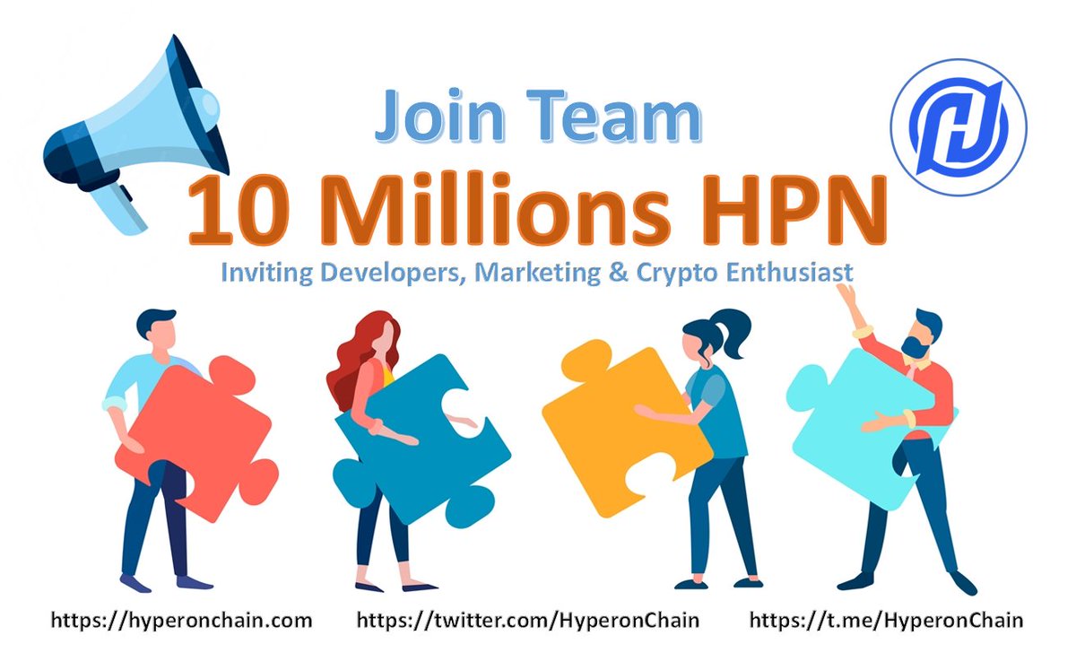 Inviting to join HyperonChain Team HyperonChain is inviting developers, marketing experts and crypto entiustics to join the team. 10 Millions HyperonChain assigned as rewards for your contribution toward the project. #Developer #CryptoMarketing #CryptoExperts #Blockchain…