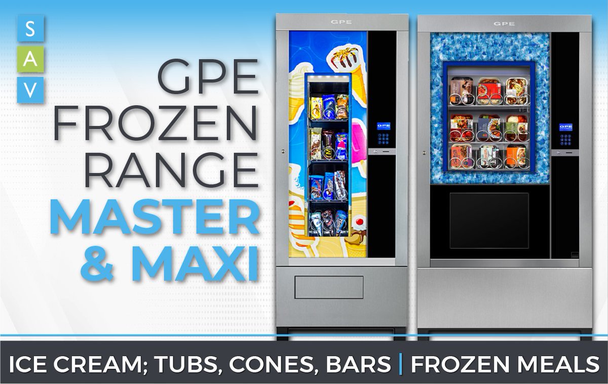 SellaVend's tweet photo. The GPE Frozen Range: Master &amp; Maxi

Both of these machines are a must-have for right now. It is the peak season for ice cream-don’t miss out!

For 24-hour sites, such as hospitals and factories, the Maxi Store is what you need.

Keep your operation running strong all year round! https://t.co/kvKlHofnBC