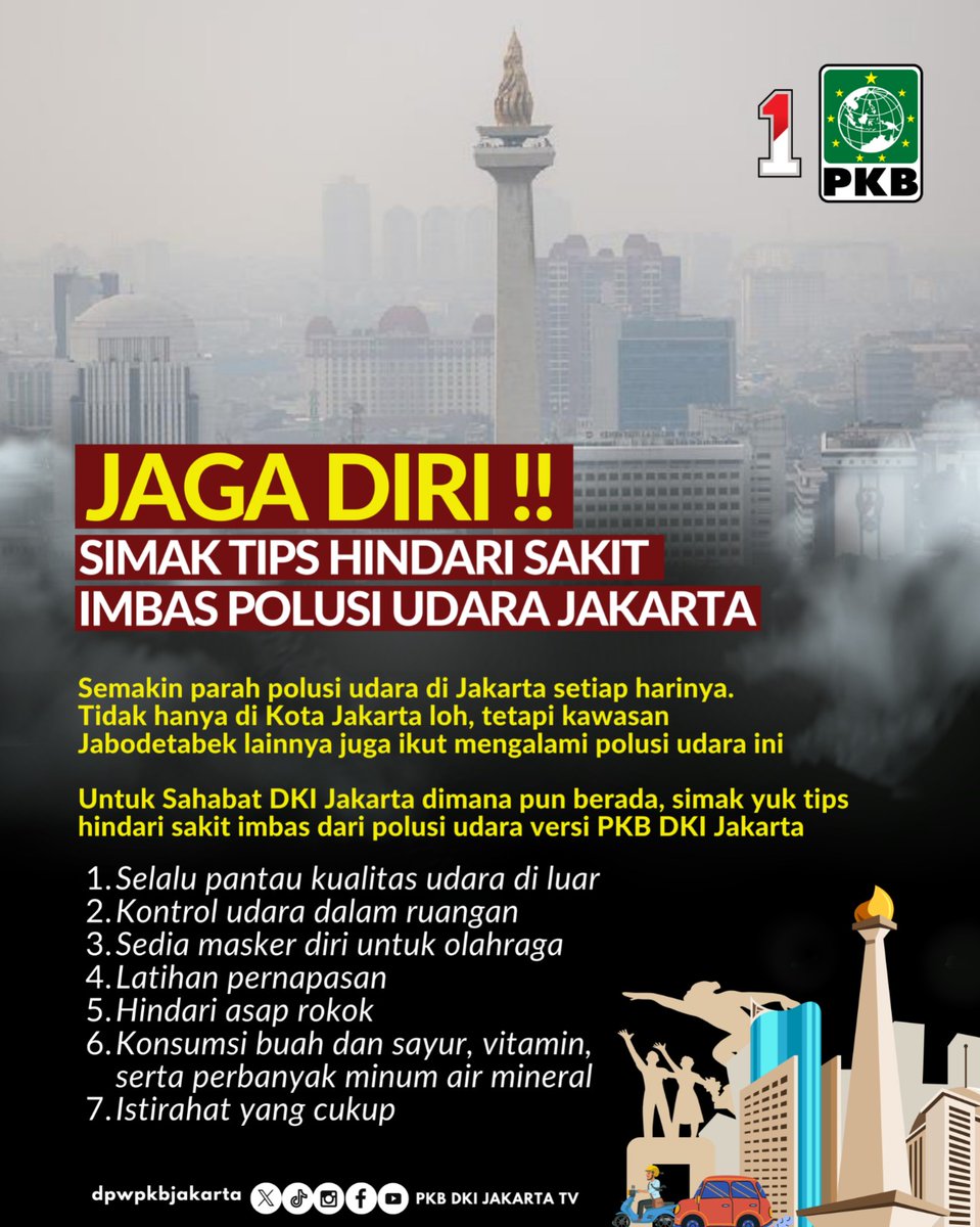 DPWPKBJAKARTA's tweet photo. Tetap beraktivitas dan jangan lupa jaga selalu kesehatanmu
#JakartaHariIni #JakartaUpdate #PKBMasaDepanJakarta https://t.co/4oP1sECOby