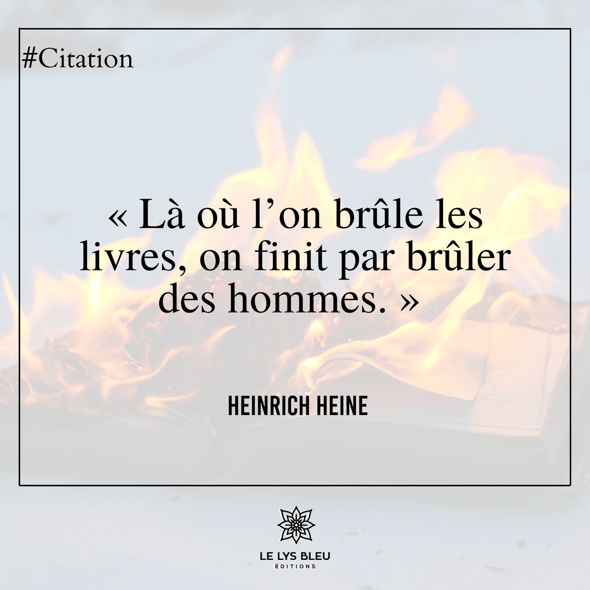 💭 Cette citation, attribuée à Heinrich Heine, un poète allemand du XIXe siècle, exprime le lien entre la censure des livres et la violence contre les personnes. Elle nous invite à réfléchir sur le rôle de la littérature dans la société et la défense de la liberté d’expression.