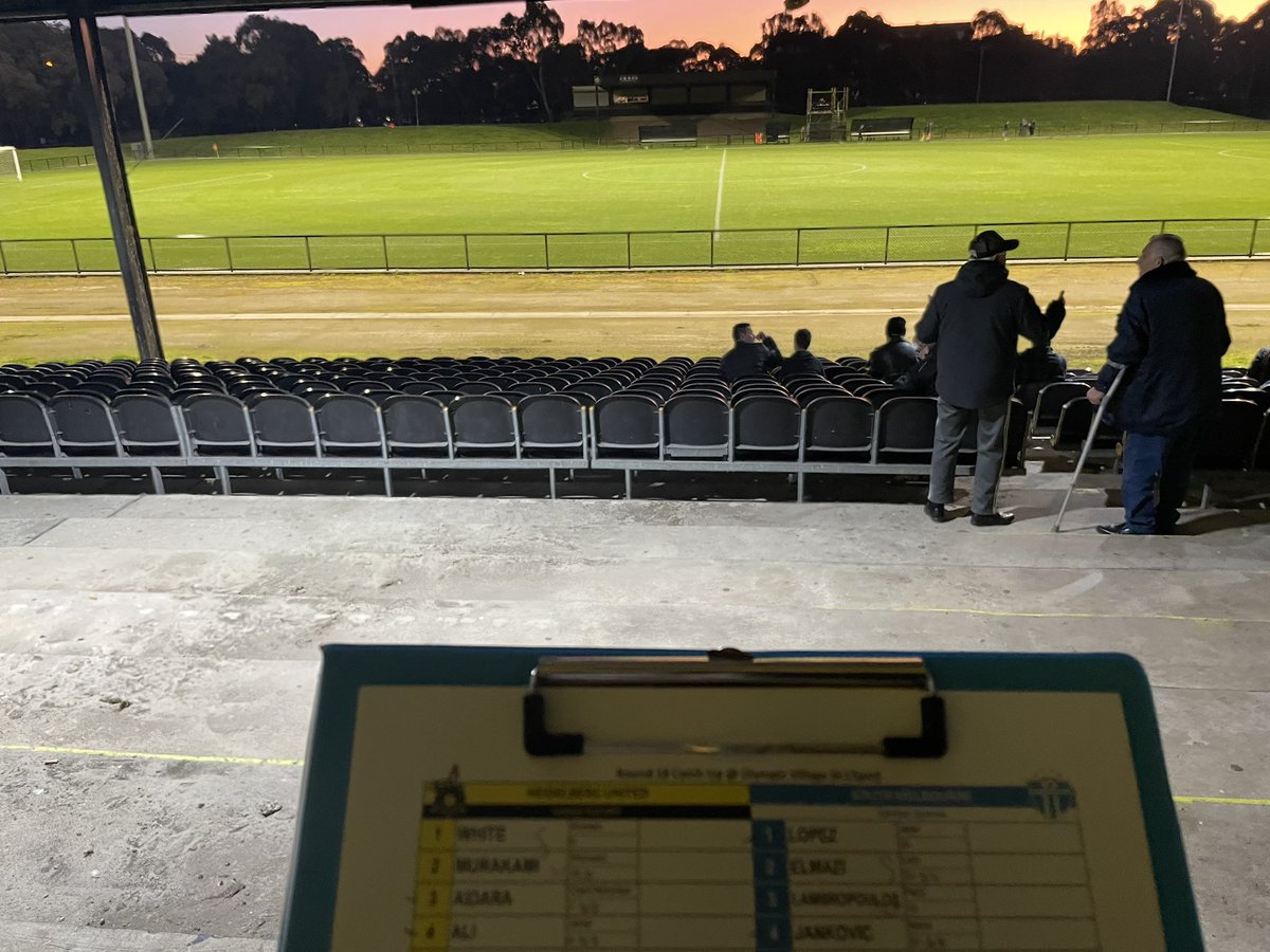 All set for the country’s second biggest football match of the night here at Olympic Village for @HUFCWARRIOR v <a href="/smfc/">South Melbourne FC</a> in an <a href="/nplvictoria/">Senol NPL Victoria</a> catch-up fixture. Going live shortly on <a href="/npltv/">NPL.TV</a>. #derby
