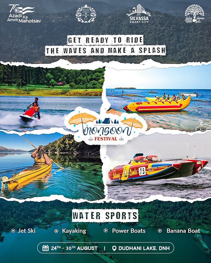 dnhddtourism's tweet photo. Enjoy This Monsoon With the best Water Sports Adventures there can be.
Embrace the rainy season with us at Monsoon Feast.
#monsoonfestival #monsson #festival #dadraandnagarhaveli #silvassa #daman #wateradventure #jetski #boating #dudhani #dudhanilake #explorednhdd #dnhddtourism https://t.co/Z4P7Mt0VJv