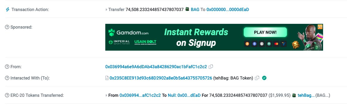 teh day has just started, and #tehBag has already bought back &amp; burned $1,500 worth of $BAG from teh ad revenue since just this morning!

Can you imagine what shall happen when everyone will be able to book ads through BagBot? 💹