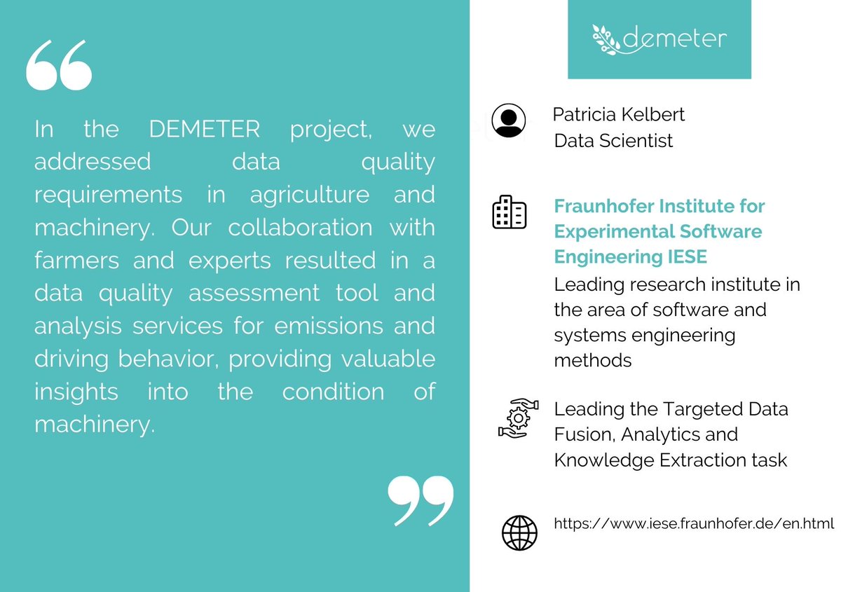 Fraunhofer IESE is a leading research institute in the area of software and engineering, and a proud partner of the DEMETER project 🌱