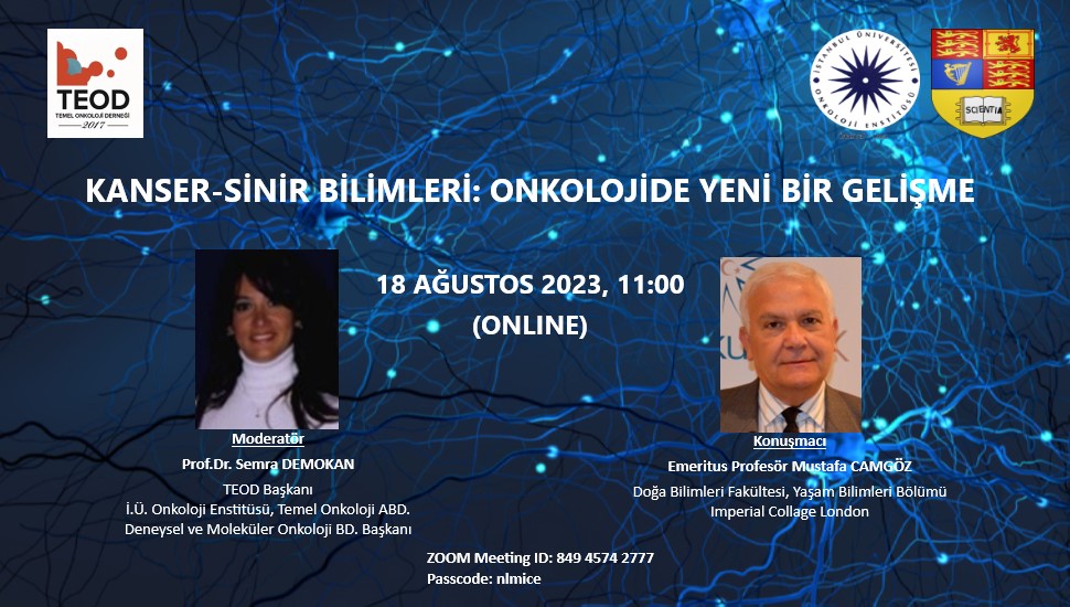 📢TEOD Aylık Seminerleri_XVI
🗓 18 Ağustos 2023
🕚 11:00 
Değerli Bilim İnsanları
Sizleri Prof.Dr. Semra Demokan moderatörlüğünde Emeritus Prof. Mustafa Camgöz tarafından verilecek seminerimize davet etmekten mutluluk duyarız.